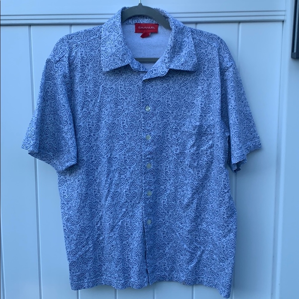 Emanuel Ungaro Mens Blue Paisley Button down tee